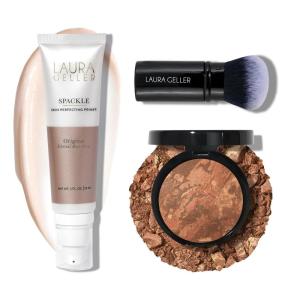 imageLAURA GELLER NEW YORK Baked BalancenBrighten Powder Foundation  Deep  Spackle SuperSize Skin Perfecting Makeup Primer  Ethereal Rose Glow  Retractable Airbrush Kabuki Brush