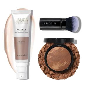 imageLAURA GELLER NEW YORK Baked BalancenBrighten Powder Foundation  Toffee  Spackle SuperSize Skin Perfecting Makeup Primer  Ethereal Rose Glow  Retractable Airbrush Kabuki Brush