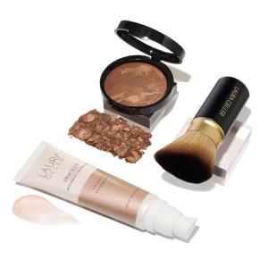 imageLAURA GELLER NEW YORK Everyday Routine Kit  Baked BalanceNBrighten Color Correcting Powder Foundation Medium  Retractable Angled Kabuki  Spackle Makeup Primer Champagne Glow 3 PC08 Toffee  Champagne Glow