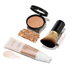 imageLAURA GELLER NEW YORK Everyday Routine Kit  Baked BalanceNBrighten Color Correcting Powder Foundation Medium  Retractable Angled Kabuki  Spackle Makeup Primer Champagne Glow 3 PC05 Golden Medium  Champagne Glow