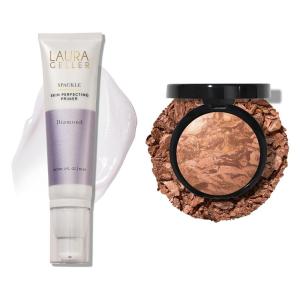 imageLAURA GELLER NEW YORK Illuminating Duo Baked BalancenGlow Illuminating Foundation Tan  Spackle SkinPerfecting Makeup Primer Diamond