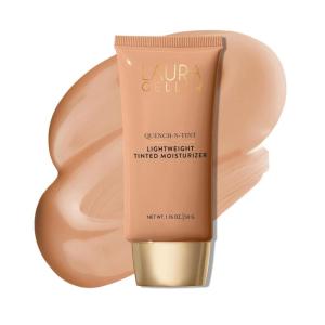 imageLAURA GELLER NEW YORK QuenchnTint Hydrating Foundation  MediumDeep  Sheer to Light Buildable Coverage  Natural Glow Finish  Lightweight Formula with Hyaluronic Acid03 Medium