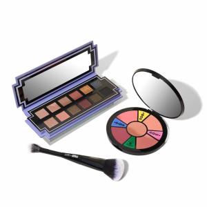 imageLAURA GELLER NEW YORK Wheel fo Fortune Eye and Cheek Palette Kit  Prizewinnig Eyes Eyeshadow Palette  Face the Day Blush Palette  DualEnded Brush