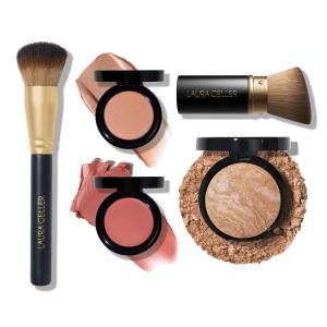 imageLAURA GELLER The Wonder Balm Heroes Kit 5PC  Hydrating Beauty Balm for Face  Retractable Angled Kabuki Brush  Wonder Brush  Baked BalancenBrighten Foundationmedium