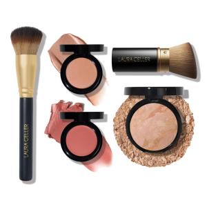 imageLAURA GELLER The Wonder Balm Heroes Kit 5PC  Hydrating Beauty Balm for Face  Retractable Angled Kabuki Brush  Wonder Brush  Baked BalancenBrighten Foundation fair
