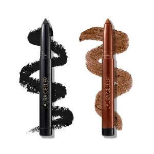 imageLAURA GELLER NEW YORK Kajal Longwear Kohl Eyeliner Pencil Duo  Deep Black  Antique Bronze  Smooth Blendable Liner  Infused with Caffeine